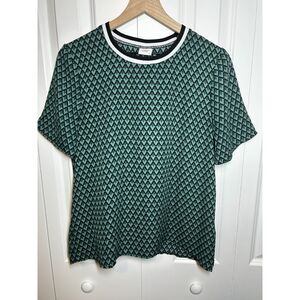 Jacqueline de Yong JDY Green Geometric Diamond Short Sleeve Top Size 38 / M